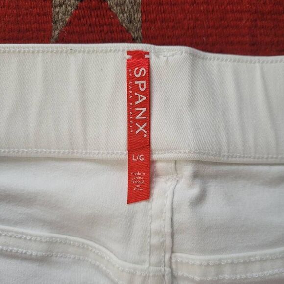 Spanx White Ankle Pull-On Skinny Jeans Pants Sz L Slimming Shaping 20271R - Picture 5 of 11